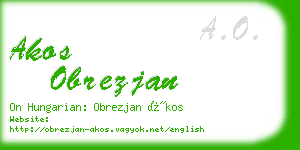 akos obrezjan business card